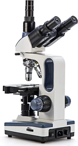 Miniatura 3 de SWIFT Microscopio de laboratorio compuesto trinocular 40X-2500X con cámara y diapositivas de 3MP, etapa mecánica, condensador de Abbe