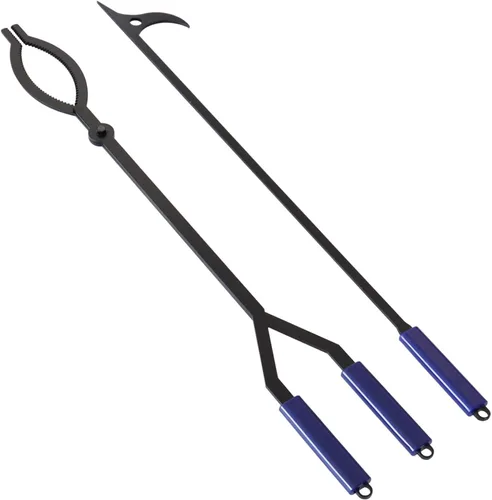 Pinzas para leña de 40 pulgadas, juego de agarre de leña y tenedor para fuego, gran herramienta para hoguera al aire libre/en interiores, barbacoa,