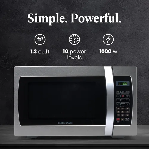 Miniatura 2 de Farberware - Horno microondas de encimera de 1.3 pies cúbicos – 1000 vatios de potencia, configuraciones de cocción automática, descongelación