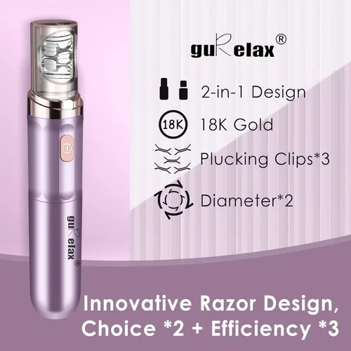 Miniatura 4 de Depiladora para mujer, depiladora eléctrica inalámbrica 2 en 1, depiladora facial compacta con cabeza chapada en oro de 18 quilates, para cara