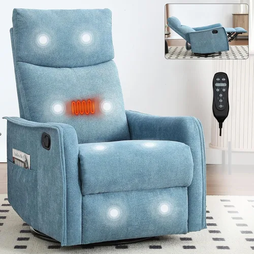Miniatura 18 de Silla reclinable con masaje y calor, silla reclinable giratoria con respaldo alto, sillones reclinables manuales Lazy Boy para adultos, silla