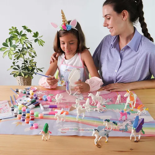 Miniatura 6 de BONNYCO Regalos de unicornios para niñas, kit de pintura con 18 figuras, pintura para niños con brillo en la oscuridad. Juguetes para niñas de 3, 4