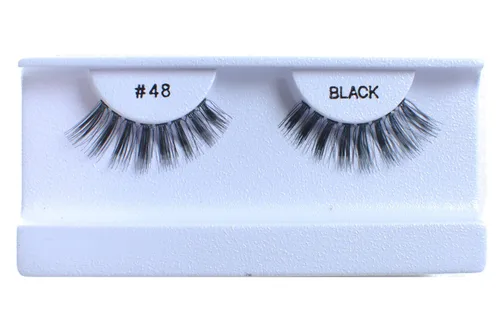 Miniatura 3 de 10 pares de pestañas postizas 100% cabello humano negro natural #99 negro (Black-99)