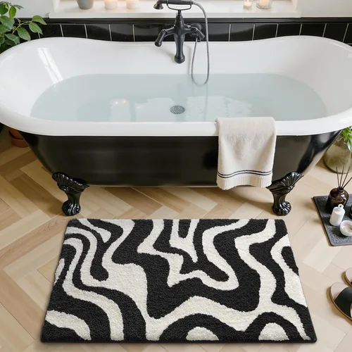 Miniatura 8 de LUMI Alfombra de baño antideslizante estética moderna, ultra suave, absorbente, lavable, de secado rápido, alfombras de piso de alta calidad