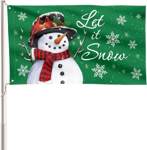Miniatura 13 de AVOIN colorlife Deje que nieve muñeco de nieve copo de nieve bandera de Navidad de jardín 12x18 pulgadas de doble cara, bandera decorativa de granja