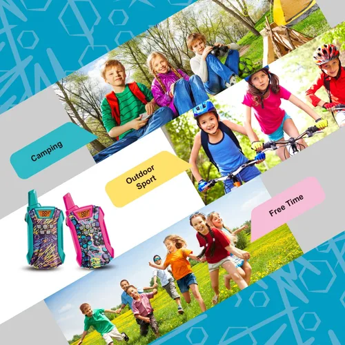 Miniatura 6 de Walkie Talkies para niños, 22 canales de largo alcance Walkie Talkies para niños y niñas de 4 a 12, juguete de radio de 2 vías, juguetes