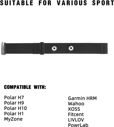 Miniatura 4 de Polar H10 H9 H7 Correa de pecho de repuesto - Ajustable suave HRM compatible con sensor de frecuencia cardíaca polar Negro