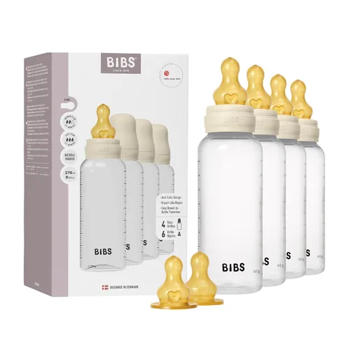 Miniatura 9 de BIBS Biberón para bebé 5 oz / 150 ml de goma natural de látex con pezón - Anti-cólico, libre de BPA, pezón redondo, flujo lento, ligero y fácil