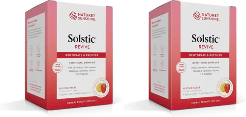Miniatura 8 de Nature's Sunshine Solstic Revive, 30 paquetes Bebida de recuperación después del entrenamiento con vitamina C, vitamina E y calcio para apoyar