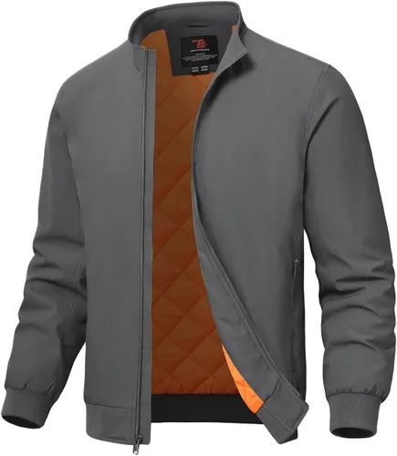 Miniatura 9 de TBMPOY Men's Winter Lightweight Bomber Jackets Water Resistant Fall Casual Windbreakers Quilted Full Zip Windproof Work Coats