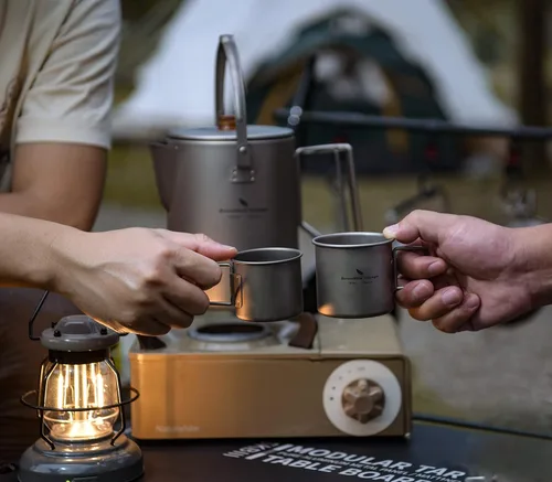 Miniatura 6 de Boundless Voyage Titanio Camping Taza Taza Fuego Abierto Ultraligero Camping Picnic Agua Vino Café Taza 4.1 fl oz y 6.1 fl oz Teacups Sin Tapa