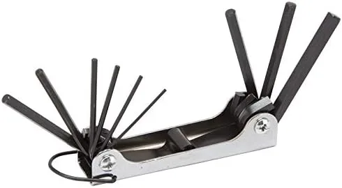 Edward Tools Juego de llaves hexagonales plegables – Juego de llaves Allen plegables métricas de 9 piezas – Acero de alto par con acabado negro – MM
