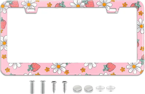 Miniatura 14 de Marco de Matrícula con Lazo Rosa para Marcos Portamatrículas de Acero Inoxidable, Cubiertas a Prueba de Óxido, Decoración de Piezas de Auto