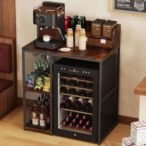 Miniatura 9 de Kikihouse - Estante de cocina de 4 niveles estilo industrial, soporte para mini refrigerador y microondas, estante de almacenamiento de utilidad