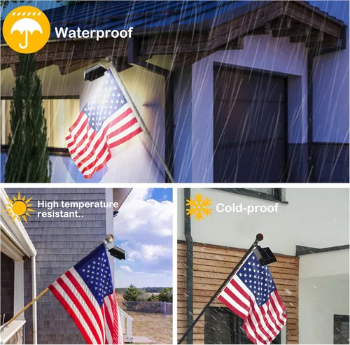 Miniatura 4 de Luz Solar para Asta de Bandera, Luz Blanca Brillante 6000K para Asta de Bandera Actualización Solar para Asta de Bandera de 5 pies 6 pies, Luces
