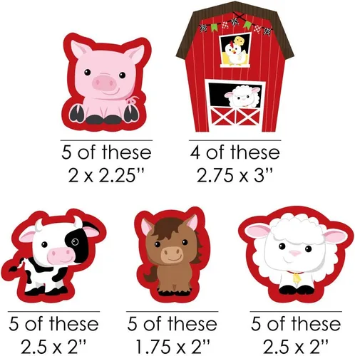 Miniatura 2 de Big Dot of Happiness Farm Animals - Recortes para baby shower o fiesta de cumpleaños en forma de bricolaje, 24