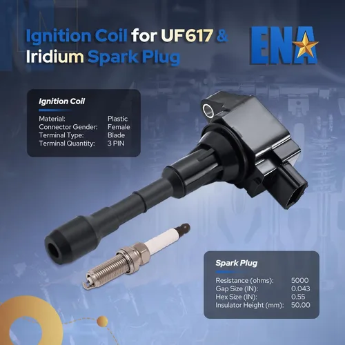 Miniatura 2 de ENA Juego de 6 bobinas de encendido y bujías iridio platino 3.7 5.6 compatibles con Infiniti Nissan 370Z FX37 G37 M37 Q40 Q50 Q60 Q70 QX70 3.7L 5.6L