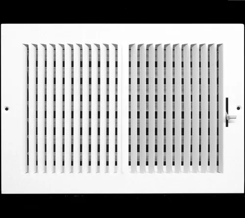 Miniatura 9 de Rejilla de suministro de aire de 3 vías de 10 pulgadas x 6 pulgadas - Tapa de ventilación y difusor - Cara plana estampada - Blanco.