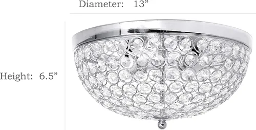 Miniatura 3 de Elegant Designs FM1000-CHR Elipse Crystal - Accesorio de montaje empotrado de techo en forma de cuenco de metal moderno de 13 pulgadas, cromado Cromo