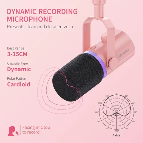 Miniatura 2 de FEELWORLD PM1 XLR - Micrófono dinámico USB con brazo articulado, regalos para grabación de podcasts, computadora PC, juegos, transmisión en vivo