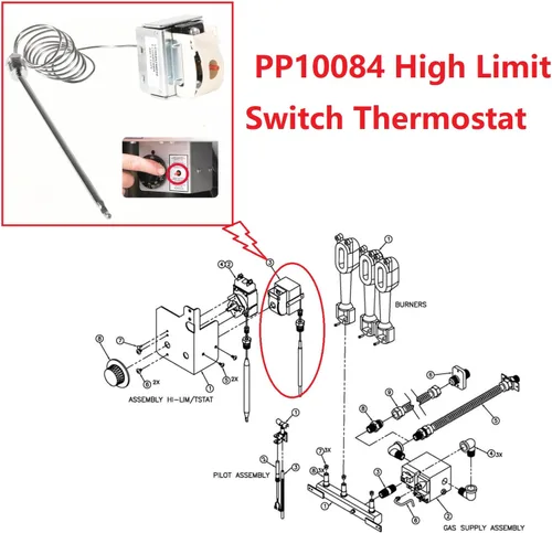 Miniatura 2 de Termostato de interruptor de límite alto PP10084 para freidora Pitco, rosca MPT de 1/4", termostato de seguridad de límite alto de 450°F/449.6 °F