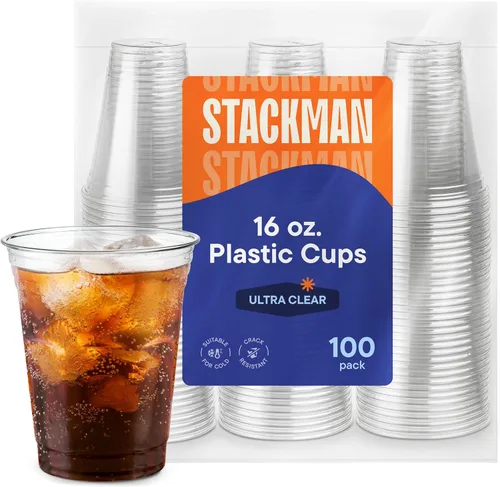 Vasos de plástico desechables transparentes PET [100 unidades – 16 oz.]