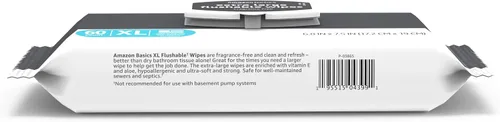 Miniatura 4 de Amazon Basics Toallitas húmedas extra grandes desechables por el inodoro, 60 unidades (paquete de 3)