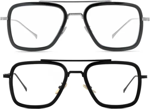 Miniatura 2 de Gafas de bloqueo de luz azul estilo Tony Stark para hombres y mujeres, gafas de juegos de computadora de Iron Man y Spider-Man Paquete de dos