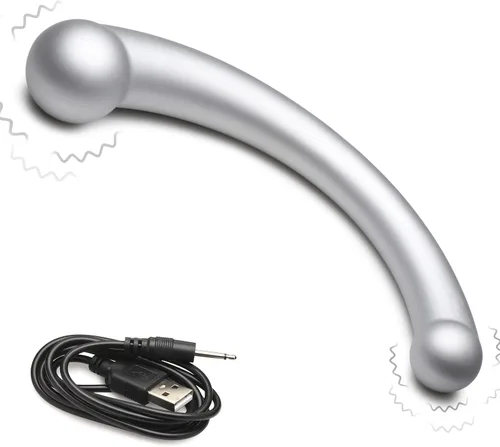 MASTER SERIES Consolador de doble extremo 10X Vibra-Crescent fabricado con silicona de primera calidad para hombres, mujeres y parejas. Punto G