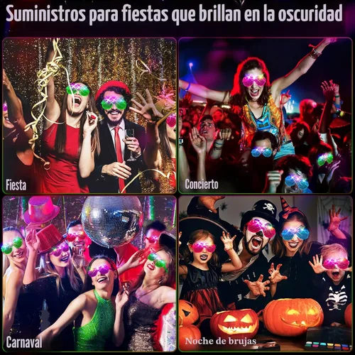 Miniatura 6 de SHQDD 38 lentes LED, anteojos iluminados, 5 colores, 3 modos de luz, suministros de fiesta que brillan en la oscuridad, recuerdos de fiesta de neón