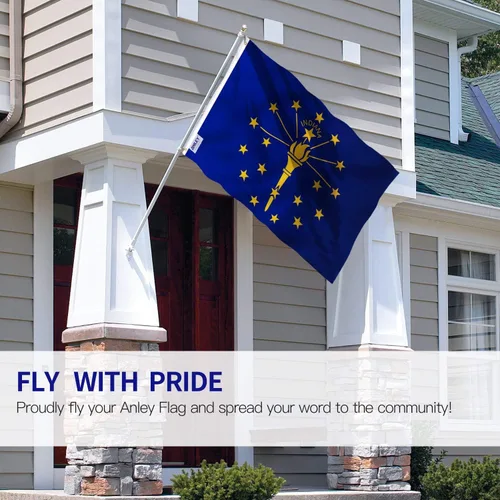 Miniatura 2 de Anley Fly Breeze - Bandera del estado de Indiana de 3 x 5 pies, color vivo y a prueba de decoloración, cabecera de lona y doble costura, banderas