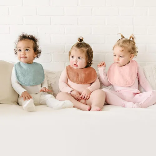 Miniatura 3 de Konssy Juego de 6 baberos de muselina para niños y niñas, baberos de bandana de algodón suave absorbentes para babeo y dentición Algodón de azúcar