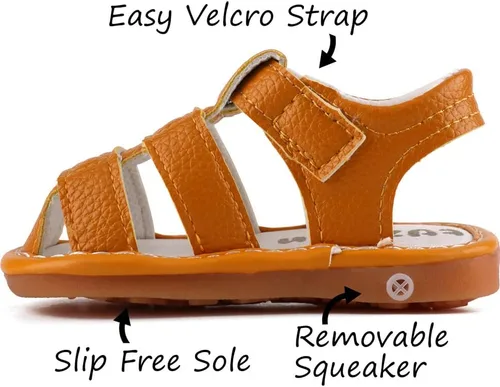 Miniatura 2 de CINDEAR Boys Girls Summer Squeaky Sandals Closed-Toe Anti-Slip Premium Rubber Sole Toddler First Walkers Shoes