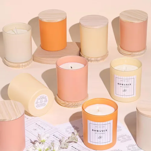 Miniatura 10 de 12 tarros de velas rosas surtidos para hacer velas, tarros de vela vacíos de 10 onzas con tapas y etiquetas de bambú, tarro de vela de vidrio
