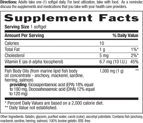 Miniatura 6 de Country Life Suplemento de aceite de pescado omega-3, 1000 mg, 180 mg de EPA y 120 mg de DHA, concentrado de aceite de pescado, sin eructos, 300