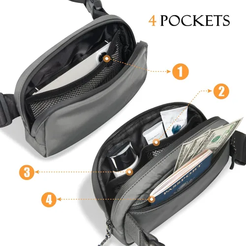 Miniatura 4 de TOPDesign Riñonera para mujeres y hombres, bolsa cruzada para cinturón con cremalleras resistentes al agua, bolsa para el trasero con correa