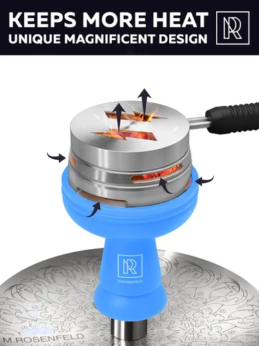 Miniatura 3 de M. ROSENFELD Juego de Cuencos de Cachimba Azul de Silicona – Diseño Navideño Limitado Color Azul - Cuenco de Cabeza de Cachimba Premium - Cuenco
