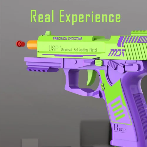 Miniatura 2 de Dreamplay Pistola de juguete que expulsa cartuchos, juguete educativo con acción de retroceso automático para juegos de disparo para niños