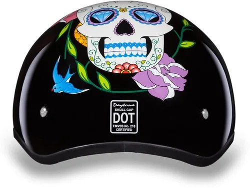 Miniatura 14 de Daytona Helmets - Medio casco de motocicleta con diseño de calavera y huesos cruzados – Aprobado DOT [Gráficos]