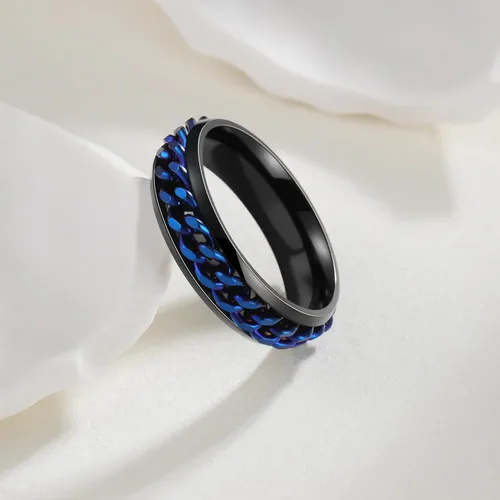 Miniatura 89 de Anillos giratorios para la ansiedad para hombre, anillos clásicos de cadena para mujeres y adultos, anillo de acero de titanio
