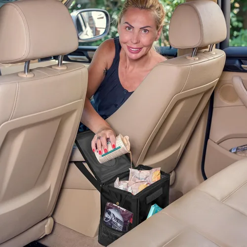 Miniatura 5 de Creathing - Bote de basura para coche, impermeable, con tapa, consola o asiento Negro