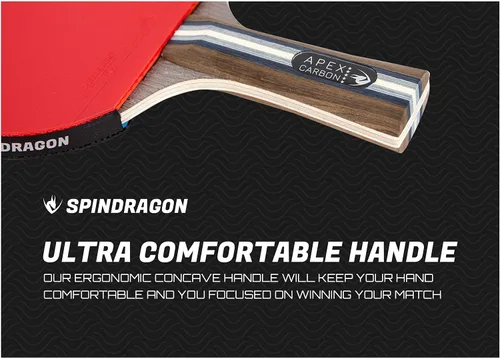 Miniatura 4 de Apex - Paletas de ping pong de carbono Palas de tenis de mesa profesionales con fibra de carbono, goma de primera calidad y funda protectora
