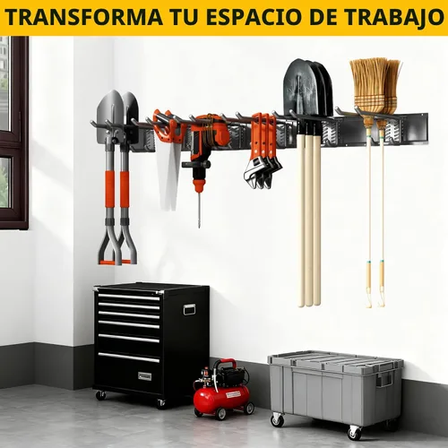 Miniatura 7 de Organizador de herramientas de garaje para montaje en pared, sistema de almacenamiento de garaje resistente de 48 pulgadas y organizador