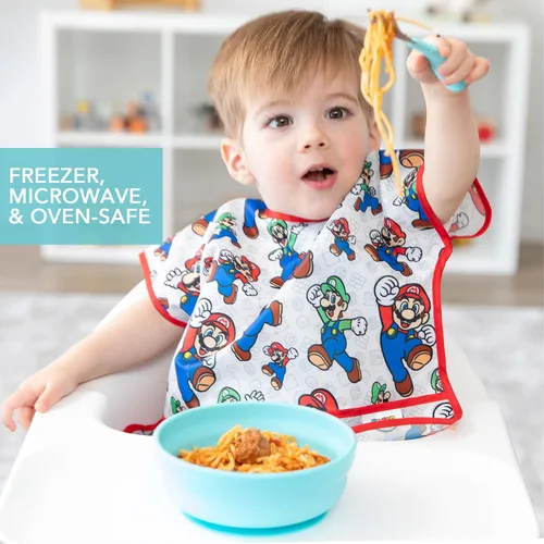 Miniatura 4 de Bumkins Cuenco para bebé, succión de silicona, para bebés, niños pequeños y niños, destete LED para bebés, esenciales para alimentación, silicona