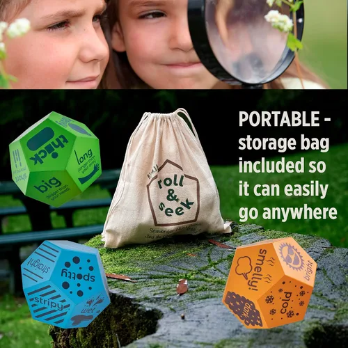 Miniatura 6 de Rivajam Búsqueda del tesoro para niños de 4 a 8 años, niños pequeños y familiares con dados, juegos educativos de naturaleza para exteriores e