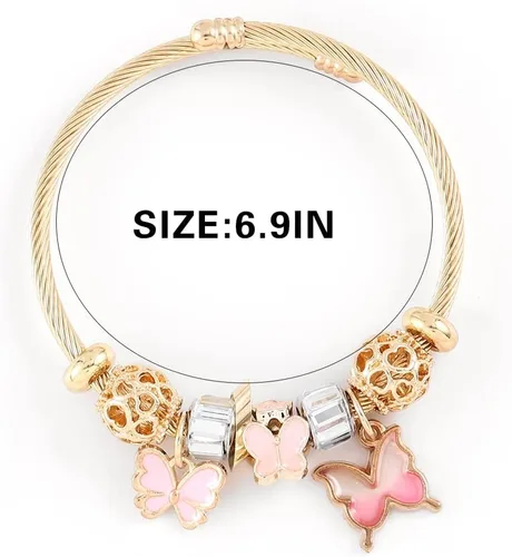 Miniatura 5 de Navoky Pulsera con dije de mariposa dorada ajustable y abierta para mujeres y niñas