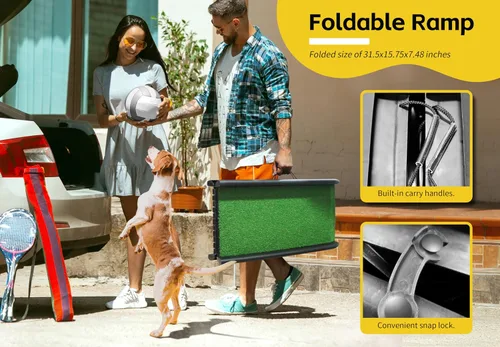 Miniatura 4 de PawStep 50894 - Rampa para mascotas con césped de polietileno, rampa plegable y portátil para perros, para automóviles, SUV y camiones, superficie