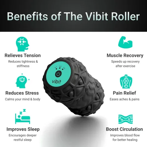Miniatura 2 de Vibit - Masajeador vibratorio para fascitis plantar, alivio del dolor y ciática, rodillo de masaje portátil para pies y cuerpo, alivio del dolor