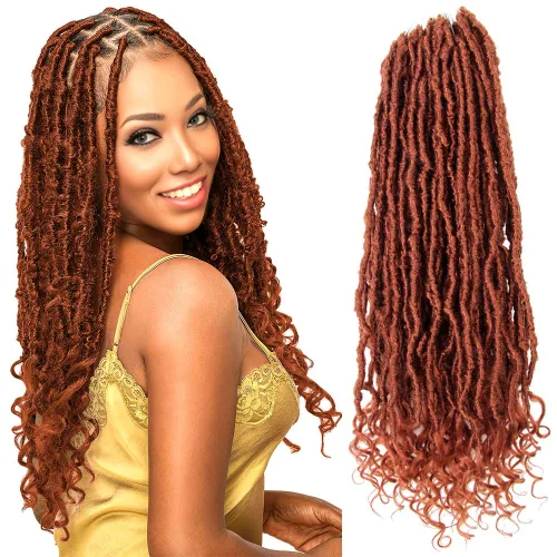 Miniatura 13 de Niseyo Wild Locs - Rastas sintéticas desgastadas de 14 pulgadas con extremos rizados, 8 paquetes de cabello largo y suave con bucles preformados