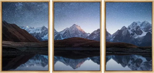 Miniatura 113 de wall26 Lienzo enmarcado para pared, juego de arte de noche estrellada sobre montañas, cielo nocturno tranquilo, naturaleza, desierto, fotografía